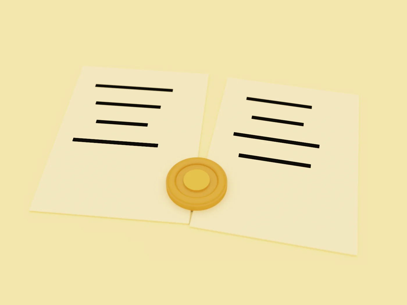 Two cream sheets of criteria side by side, with one honey seal pressed across the seam between them